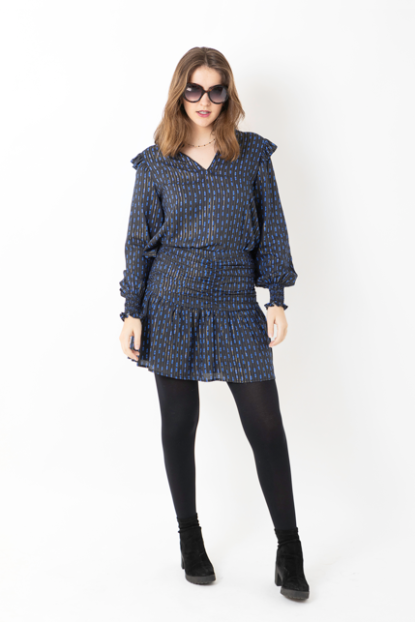 FALDA CORTA NEGRA ROMBO AZUL - OSAMORE